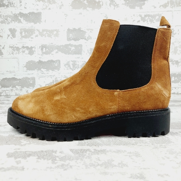 Caslon Shoes - NEW Caslon Miller Brown Suede Pull On Water Resistant Lug Chelsea Bootie A460